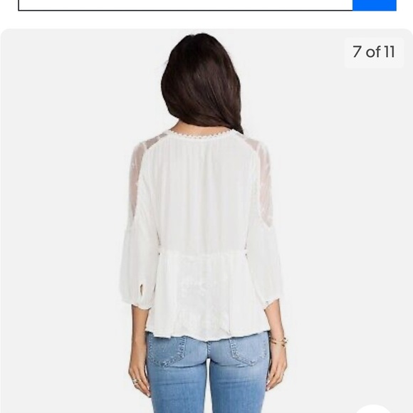 Free People Romance of the Rose Ivory Sheer Lacey Lace-Up Tunic Size XS - Picture 3 of 16